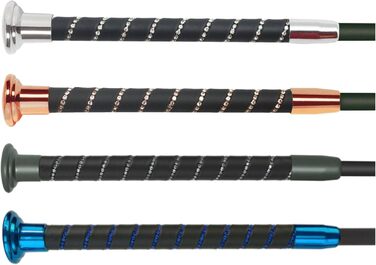 Дресирувальний батіг Fleck SilkTouch Crystal 130 см, чорний, з кристалами для коней