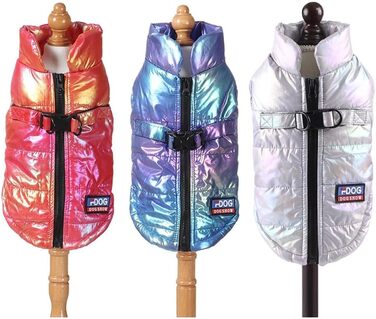 Водонепроникна зимова куртка для собак з шлейкою, тепла, з підкладкою, для домашніх тварин, розмір XXXL, колір Лазерне срібло