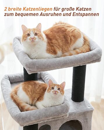 Великий котячий комплекс Kratzbaum 164 см для великих котів, з 11 см товстими стовпами, гамаком, плюшевими платформами та ховалькою