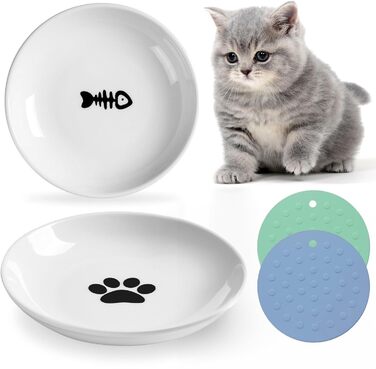 Набори мисок для котів з кераміки (2 шт.) - неслизькі, для зручного годування