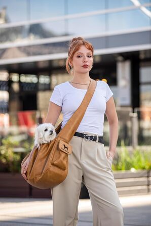 Сумочка для собак Noah & Paw до 10 кг, з регульованим ремінцем та м'яким хутром, подвійний захист, веганська шкіра