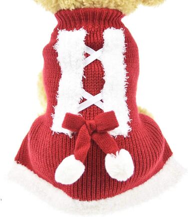 Теплий зимовий пуловер для собак Muyaopet на Різдво, червоний, для маленьких та середніх собак, такса, розмір M (обхват грудей 40 см)