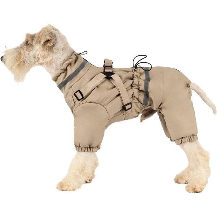 Зимовий теплий накид для собак з отвором для повідка, захист від вітру, тепла куртка для собак, зимовий накид для маленьких, середніх та великих собак (D409 Хакі, XXL)