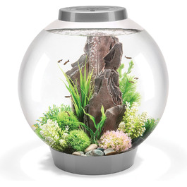 Декоративний акваріум biOrb CLASSIC 60 LED срібний, комплект з фільтром, LED-підсвіткою та керамічним гравієм, акрилове скло