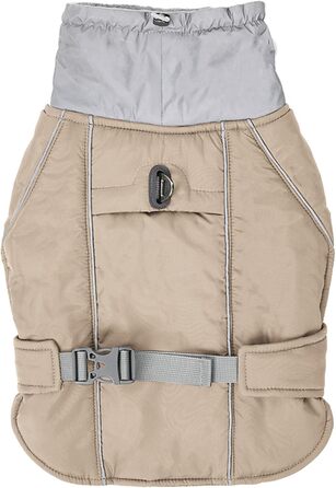 Зимовий теплий одяг для собак Goshyda: куртка, комбінезон від снігу, вітро- та водовідштовхуючий, з відбиваючими елементами (Beige, M)