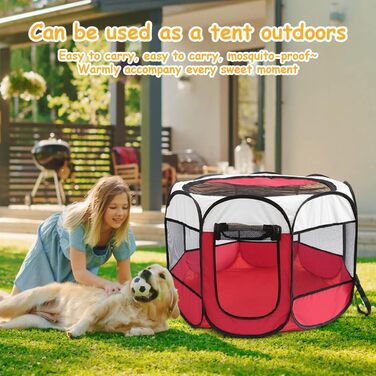 Клітка-загон для цуценят та тварин, 74x74x43 см, для собак, котів, кроликів та дрібних тварин, для використання в приміщенні та на вулиці (Рожева, Червона, Осінкова)