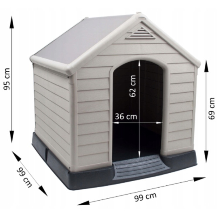 Будка для собак Curver з пластику, зовнішні розміри 99 x 95 x 99 см