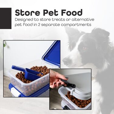 DIVCHI Контейнер для зберігання корму для тварин 3 шт. з мірною ложкою, для собак, котів, чорний