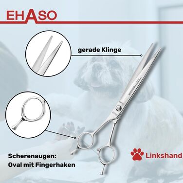 Професійна шерстьостригальна ножиці для собак EHASO | 20 см | Висока якість, Solingen