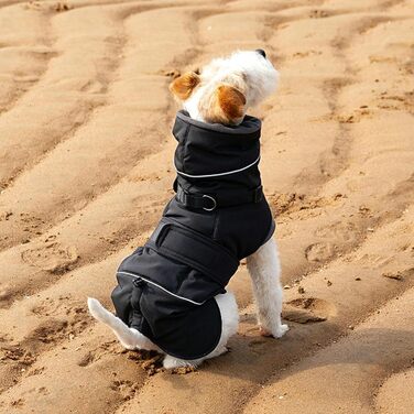 Тепла зимова жилетка для собак Wintermante, флісова підкладка, захист від снігу, кріплення для шлейки, чорний, XL