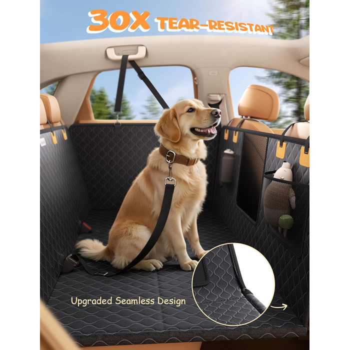 Захист для автосидіння для собак Lamicall: водонепроникний, з жорсткою основою та сіткою, для великих позашляховиків та пікапів