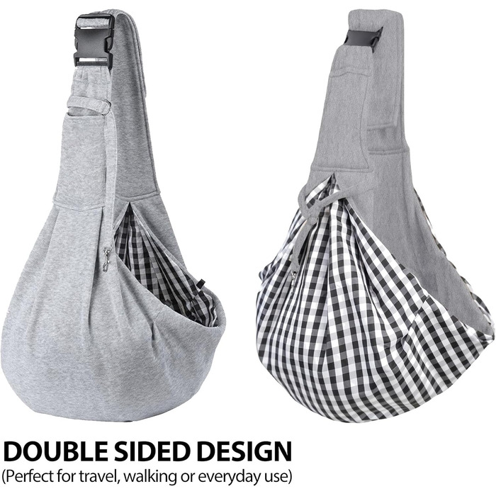 Сумка-переноска для собак, регульований плечовий ремінь, переноска для домашніх тварин, для маленьких собак та котів, для прогулянок, вантажопідйомність до 7.5 кг (Сіра)