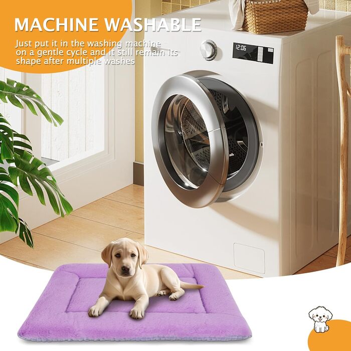Килимок для собак, м'який та теплий, килимок-подушка для собак, миється, затишний, двосторонній, подушка для домашніх тварин, PS085 (90x70 см, фіолетовий)