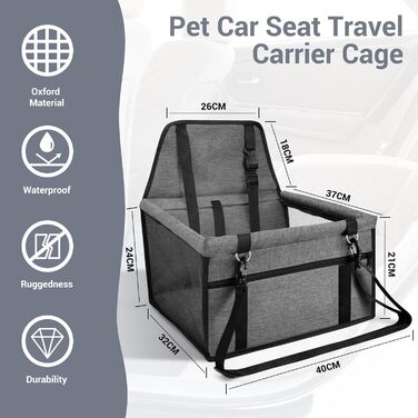 Автомобільний лежак для собак - стійкий, дихаючий, знімний, для маленьких та середніх собак, темно-сірий