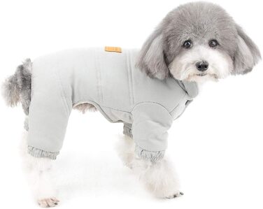 Зунеа Теплий зимовий костюм для собак, флісова підкладка, теплий одяг для цуценят, теплий комбінезон для собак, для дівчаток та хлопчиків (M, сірий)