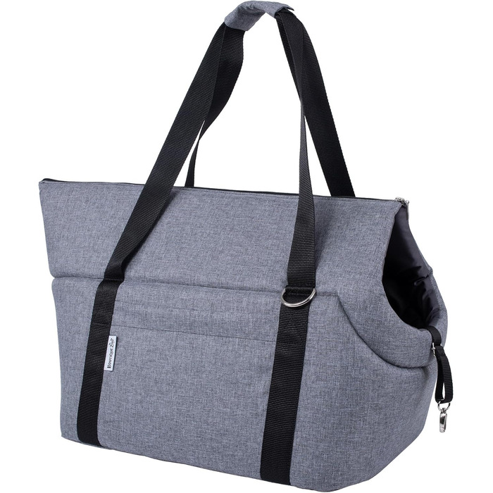 Сумка-переноска для собак BOUTIQUE ZOO XL до 15 кг – велика переноска для середніх собак та котів – м'яка, складна та пральна – 52×35×39 см – сіра