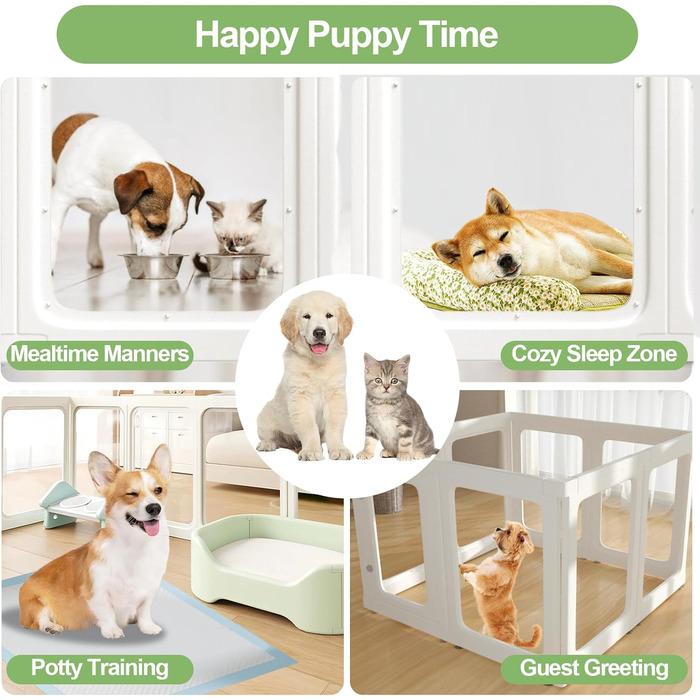 Льоток для собак THEYFIRST з акрилу з дверцятами, прозорий, для дому, легкий монтаж, загороджувач для цуценят, кошенят, кроликів, дрібних тварин, пластик 8P