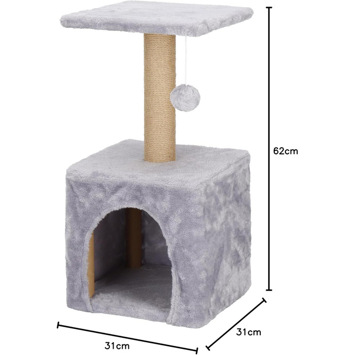 Кігтеточка SPRINGOS для котів з лежанкою, 245 см, сіра, регульована висота
