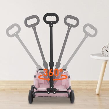 Візок для собак, складаний, Mini, рожевий: зручний для маленьких собак до 7.5 кг, 86x51x35 см