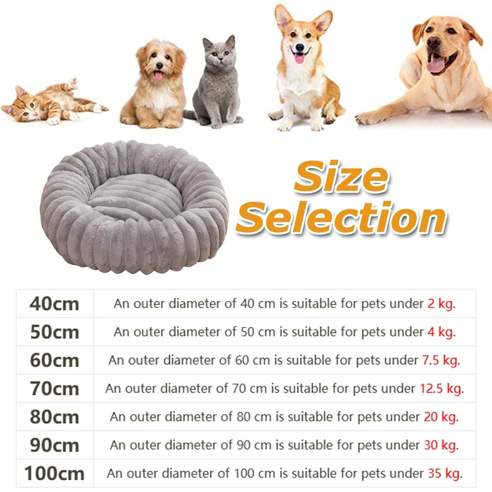 М'яке ліжко для собак Mateju Donut, плюшеве, для котів та собак, з антиковзною основою, смугастий стиль, для середніх та маленьких собак (блакитний, 70см)