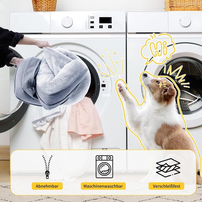 Ортопедичне ліжко для собак маленьких порід 75x60x19,8 см, з високощільним губчастим наповнювачем, для здорових суглобів, знімний водонепроникний чохол, зручне та неслизьке, світло-сірий колір