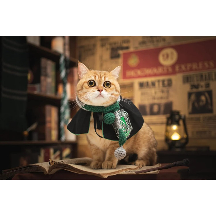 Костюм для собак та котів з окулярами та краваткою, Cosplay, розмір M (Слизерин)