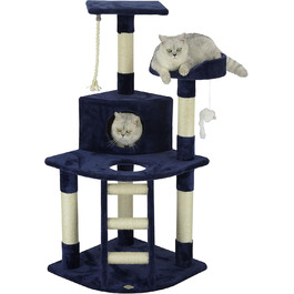 Когтеточка для котів Go Pet Club з будиночком, 63,5x81,3x120,7 см, синя