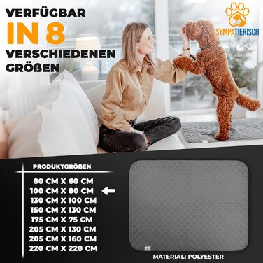 Водонепроникний килимок для собак - міцний килимок для захисту дивану та ліжка - нековзкий килимок для собак, підходить для великих собак - можна прати в пральній машині - 100 x 80 см - сірий