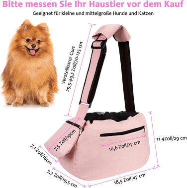 Сумка-переноска для собак Ownpets до 11 кг з підкладкою на плече та передньою кишенею, рожева