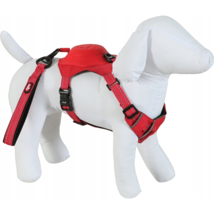 Шлейка для собак (розмір L), червона, з інтегрованою ручкою-поводцем + ласощі з лосося