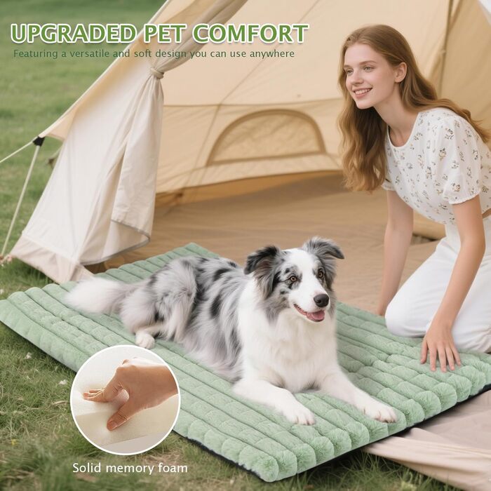 М'яке ортопедичне ліжко для собак BVAGSS, 100x80 см, зелене, з неслизьким дном, миється