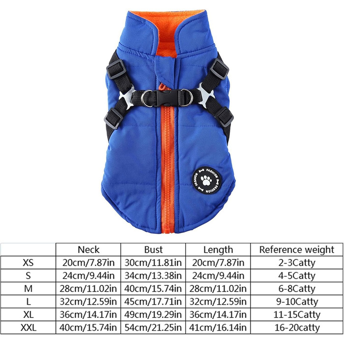 Тепла зимова жилетка для собак - блакитна, S | Зі зручним кріпленням для нашийника | Зимовий одяг для собак середніх та великих порід