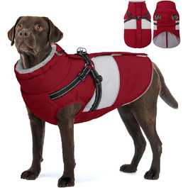 Теплий зимовий одяг для собак AOFITEE: куртка, жилет, водонепроникний, для великих порід (лабрадор, віндгорн, голден ретрівер), 2XL, бордовий