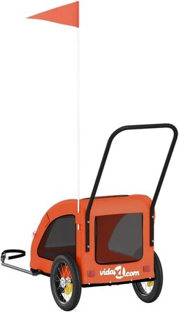 Причіп для тварин на велосипед, Оксфорд та залізо, для дому, оранжевий (125 x 52 x 53 см)