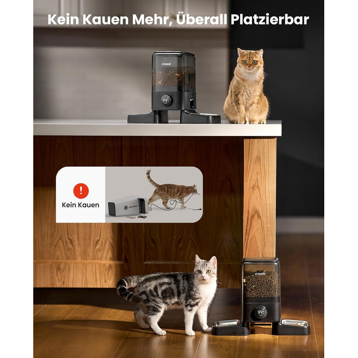 Автоматичний годівниця для котів Oneisall 5L з двома мисками, керування через додаток, Wi-Fi, PF10DAE