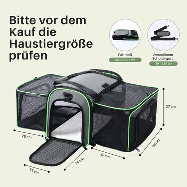 Транспортна переноска для котів та маленьких собак Gardner Pet, складна та розширювана, з регульованим ремінцем, дихаюча, BPA-free, розмір M (Large)