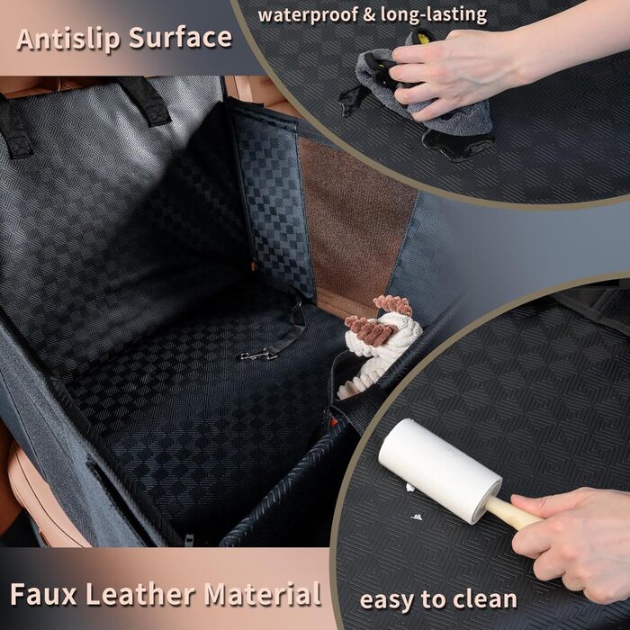 Напівлежак для собак у автокріслі, переноска для великих собак, водонепроникна сумка для активних собак, штучна шкіра, 4 стінки та підлога, подовжувач для авто, SUV, вантажівки