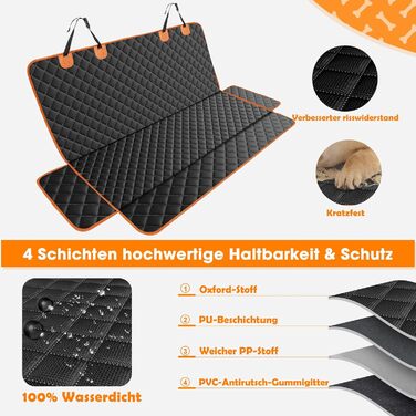 Автоматичний килимок для собак у машину JOEJOY, 137x120 см, чорний – захист заднього сидіння від бруду та подряпин