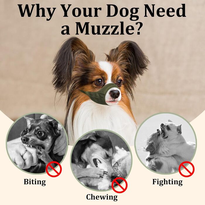 Майзерзон Намордник для собак з короткою мордою, XXS (3.5-4.25 см), м'яка тканина, для грумінгу та ветеринара