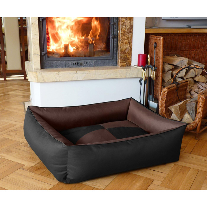 Ліжко для собак BedDog MAX Quattro 2в1 XL, коричнево-чорне, з бортиками, зносостійка Кордура, для дому та вулиці, знімний чохол, миючеся