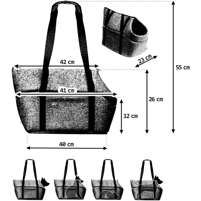 Сумка-переноска для собак та котів Boutique Zoo - сіра металік (штучна шкіра), до 5 кг