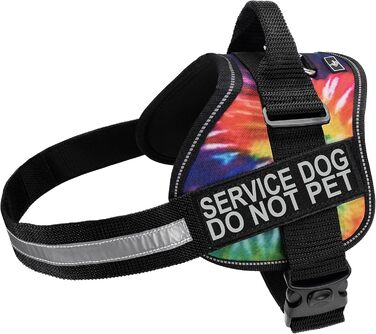 Шлея для службових собак Doggie Stylz із 2 світловідбивними нашивками «Службова собака – не чіпати», чорна, обхват грудей 35,6-45,7 см