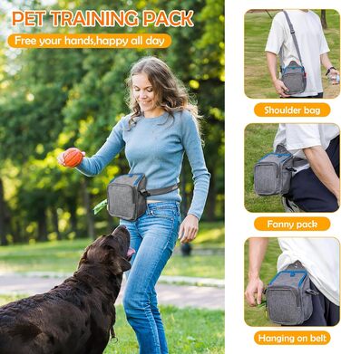 Сумка для ласощів для собак ALLSOPETS з інтегрованим диспенсером для відходів та декількома кишенями, біла