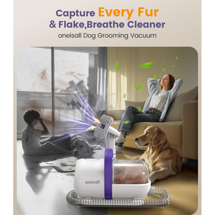 Пилгопоглинач для дому Oneisall з щіткою, потужність 12000Pa, видаляє шерсть тварин, 4 насадки