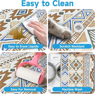 Водонепроникний двосторонній килимок для собак YOSEPATI, 178 x 76 см, бежевий з візерунком медальйон, для собак, котів, дітей, зручний для диванів та меблів, легко миється