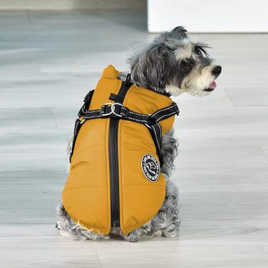 Жакети для собак на зиму: тепла жилетка, зручний наповнювач, бавовна, жовта, розмір M