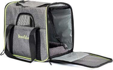 Транспортна сумка для котів та собак BRAVE PAWS, сіра, з міцного пластикового сітки, зручна, дихаюча, з безпечними застібками-блискавками та складною мискою