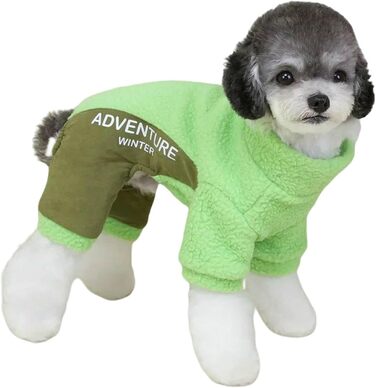 Теплий зимовий комбінезон для собак, піжама для маленьких собак, тепла халат-піжама, одяг для домашніх тварин, зелений, розмір S