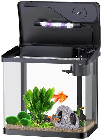 Акваріум Craftsboys 15 л з LED-підсвіткою та фільтром, прямокутний, зігнуте скло, чорний