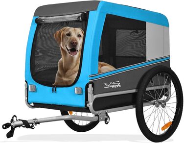 Тігго VS Pets L: Причіп для собак великого розміру, 270 л, для собак до 35 кг, складна конструкція, блакитний